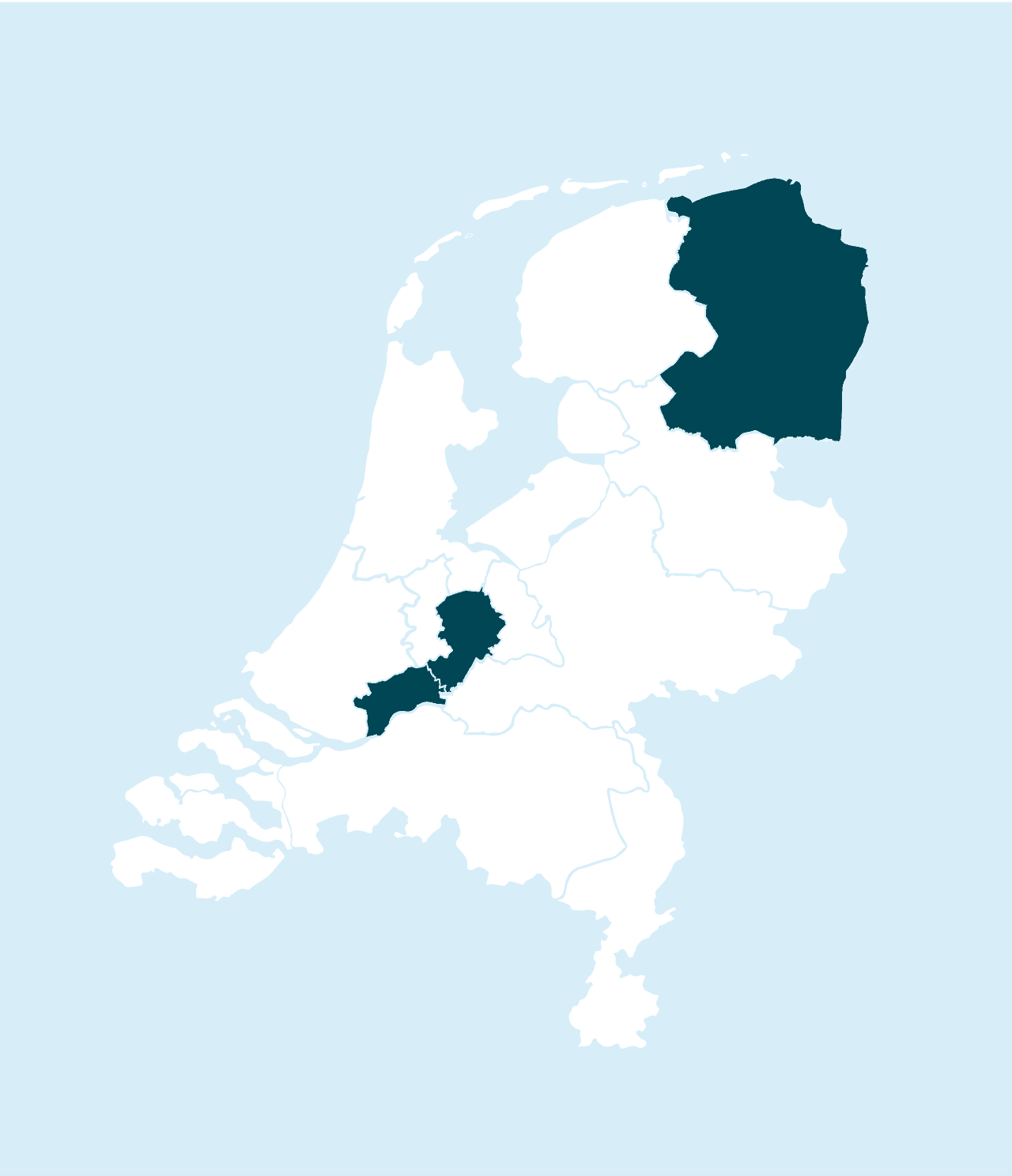 Image of the Netherlands with part of the country highlighted
